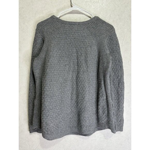 J. JILL Gray Long Sleeve Round Neck Pullover Sweater Side Buttons Capsule SMALL - Picture 3 of 9